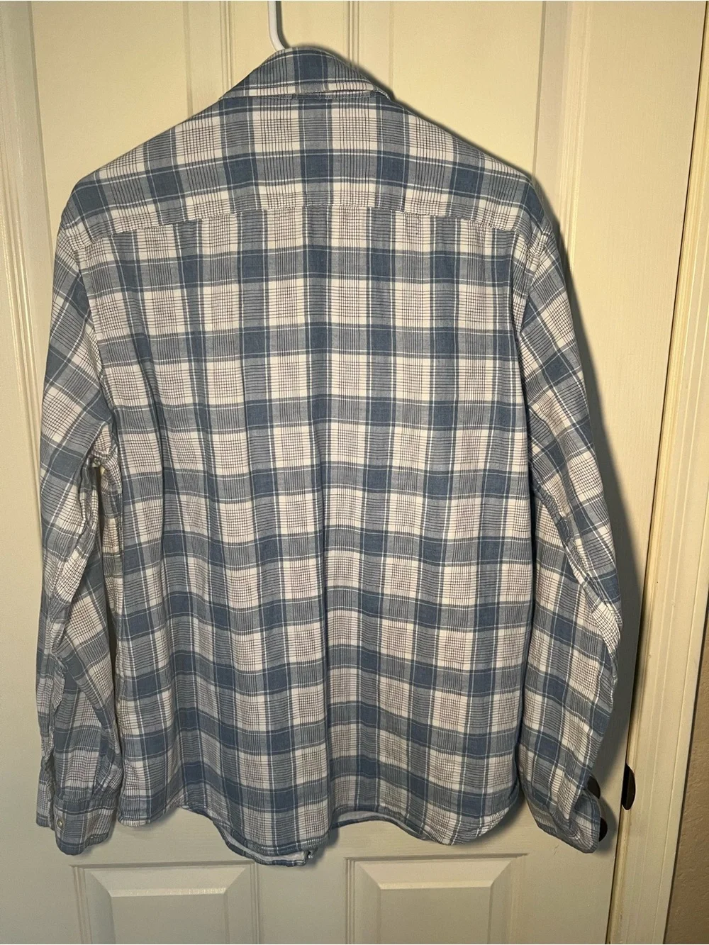 Banana Republic Slim Fit Plaid Button Down Shirt Blue White 100% Cotton